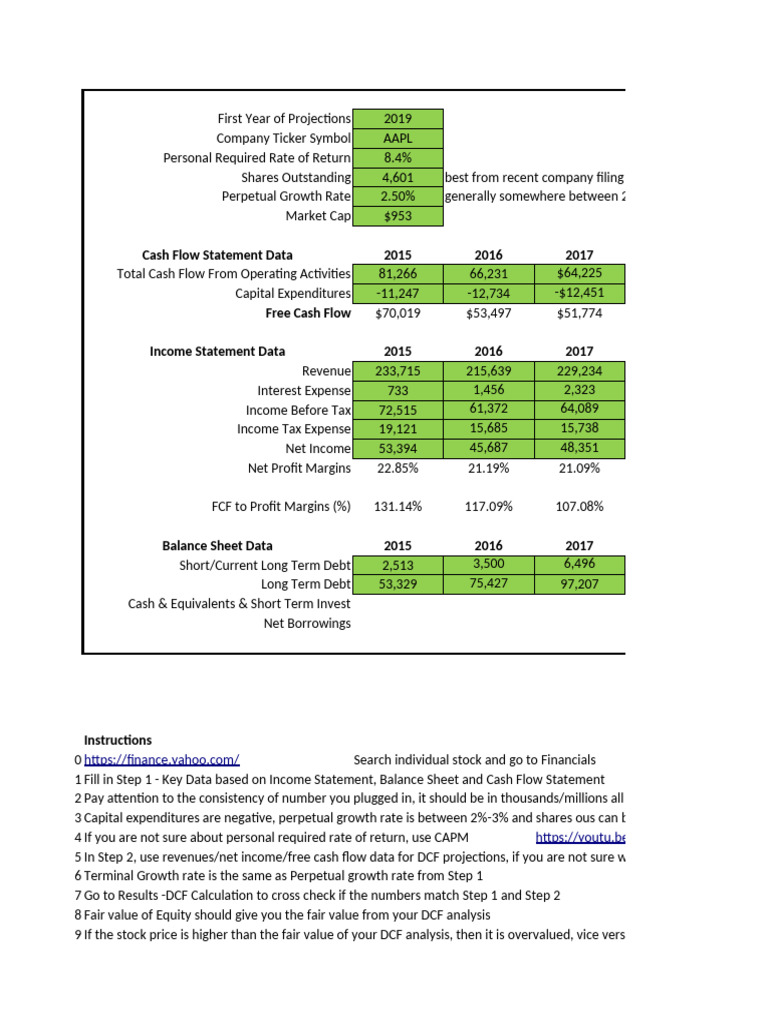 DCF Template | PDF | Free Cash Flow | Discounted Cash Flow