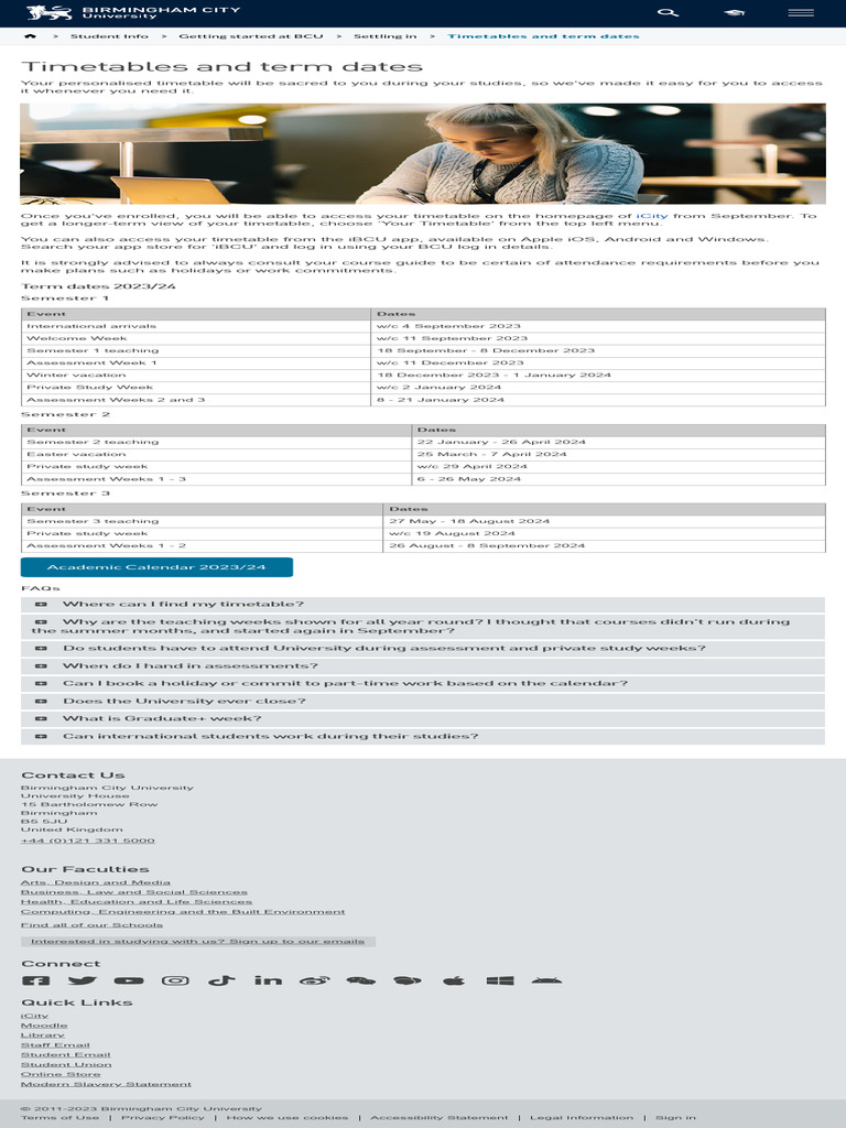 BCU Term Dates 2023/24 Overview | PDF | Academic Term | Computing
