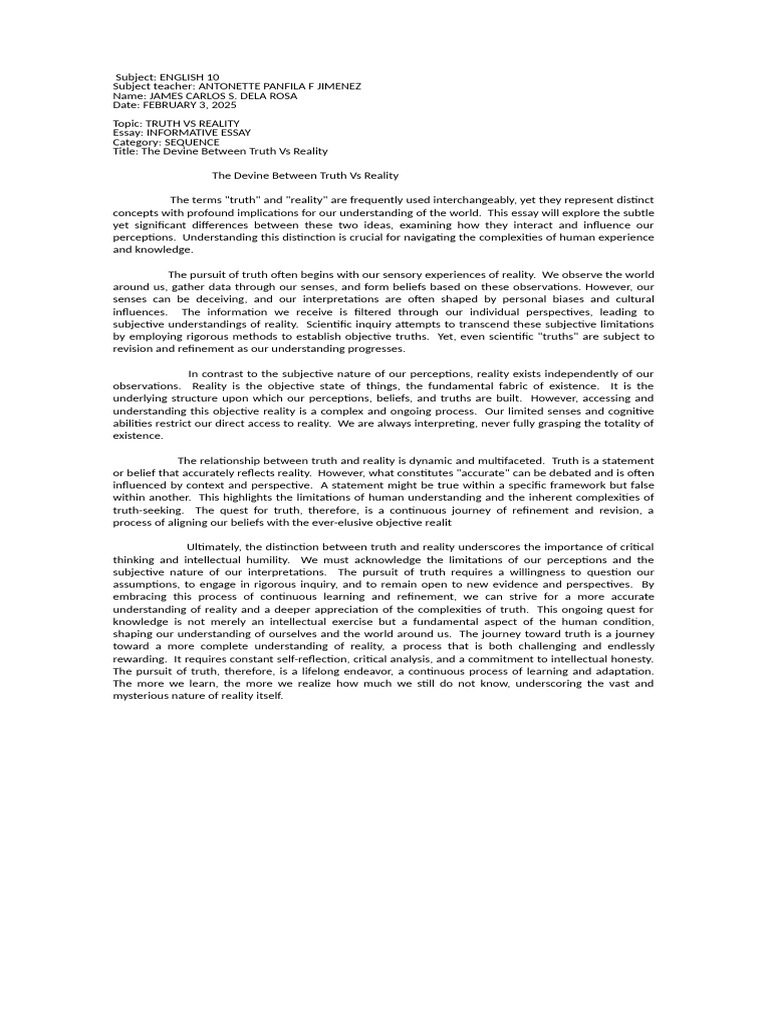 Subject ENGLISWPS Office PDF Truth Reality
