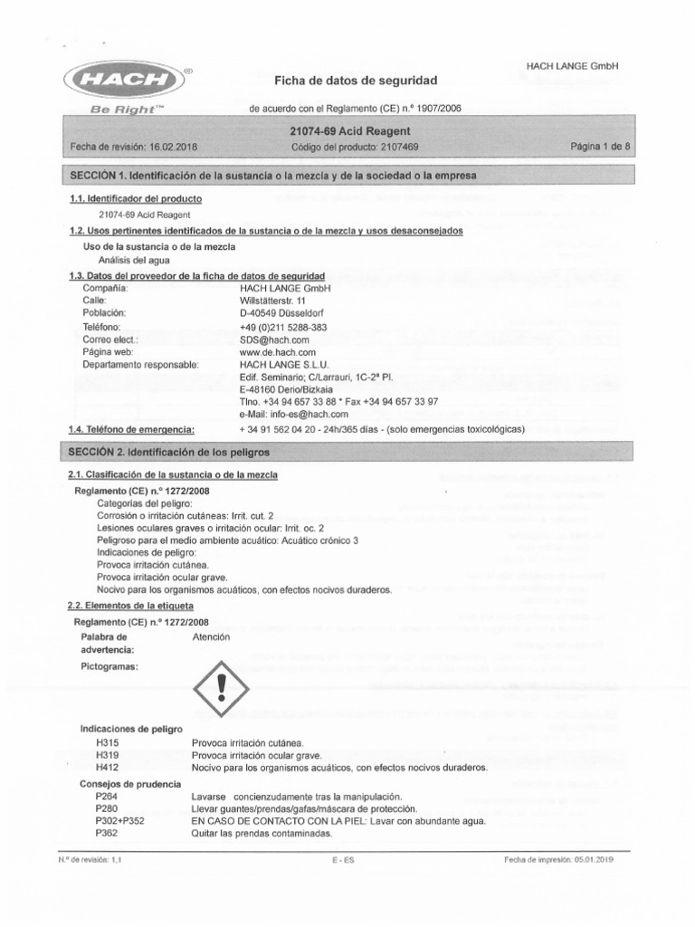 09 21074-69 Acid Reagent | PDF