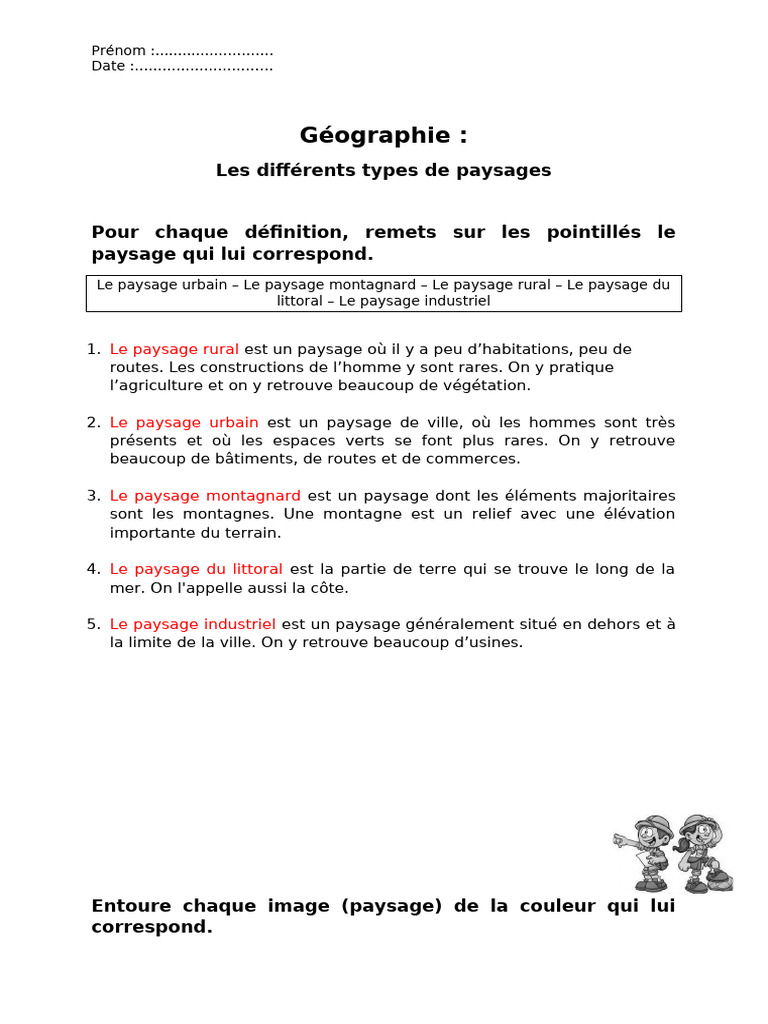 Types de paysages en géographie | PDF