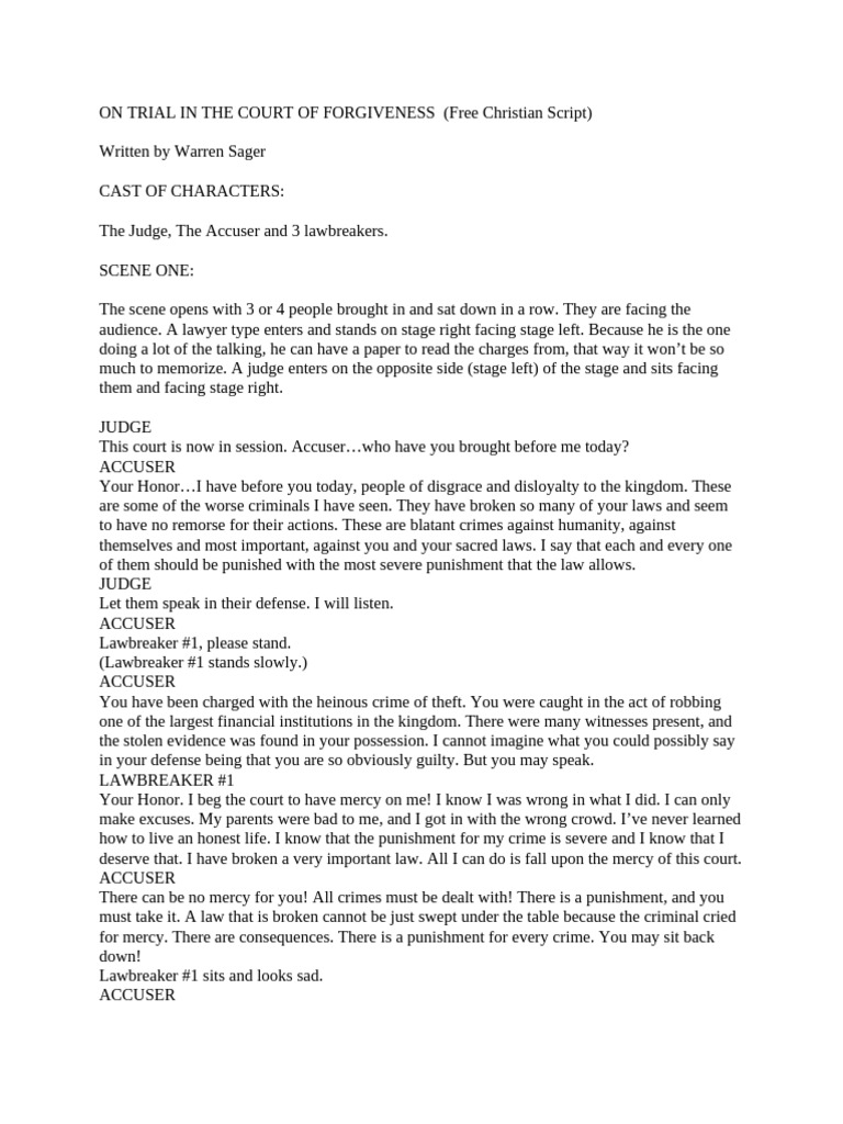 Court of Forgiveness Script | PDF | Lie | Crimes