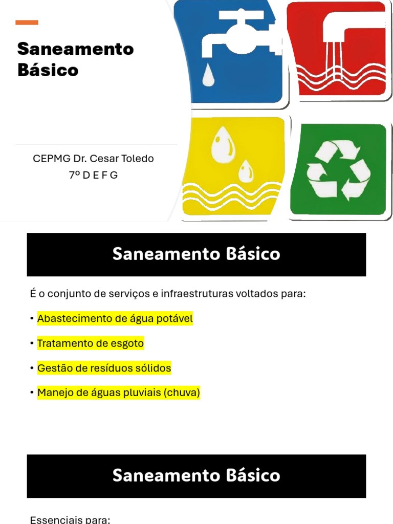 Importância do Saneamento Básico e Saúde | PDF | Desperdício ...