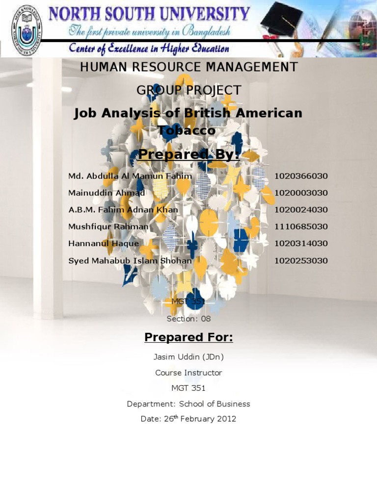 BAT Job Analysis PDF Sales Employment