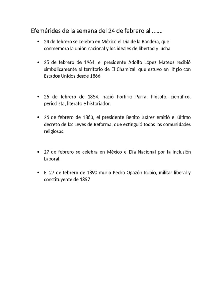 Efemérides de febrero en México | PDF