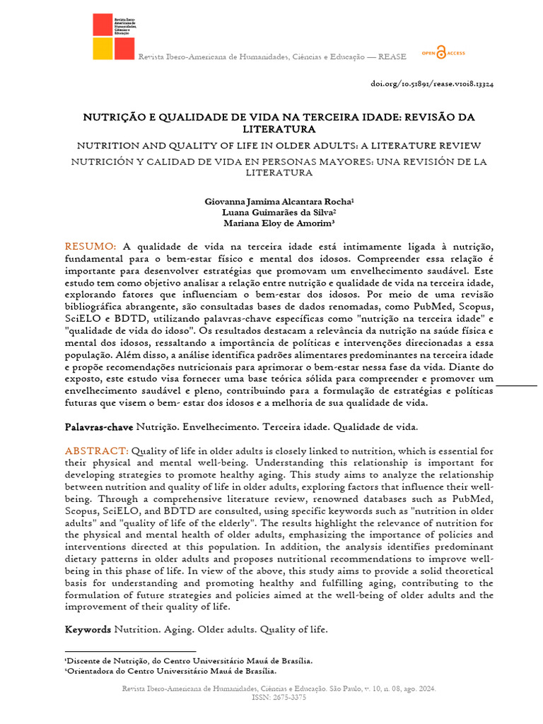 Nutrição e Qualidade de Vida na Terceira Idade | PDF | Envelhecimento ...