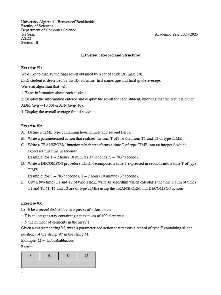 Student Records and Time Algorithms | PDF