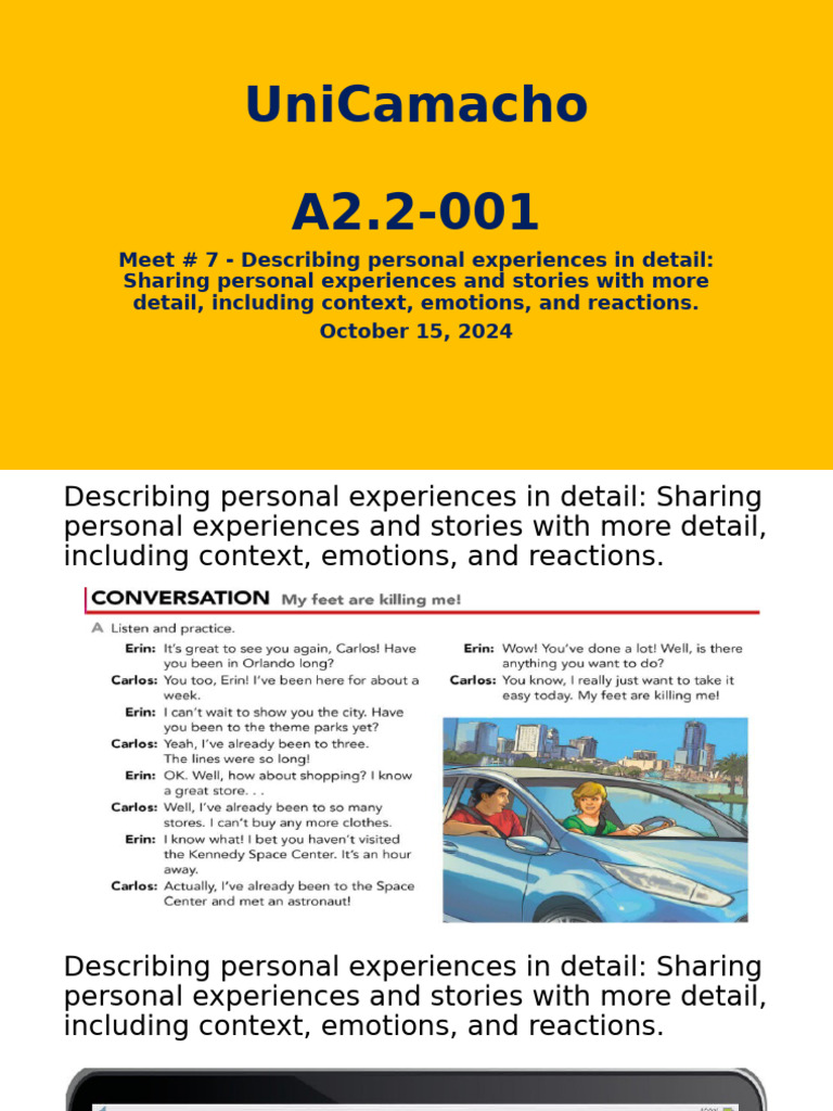 A2.2 Meet # 7 - Describing Personal Experiences | PDF