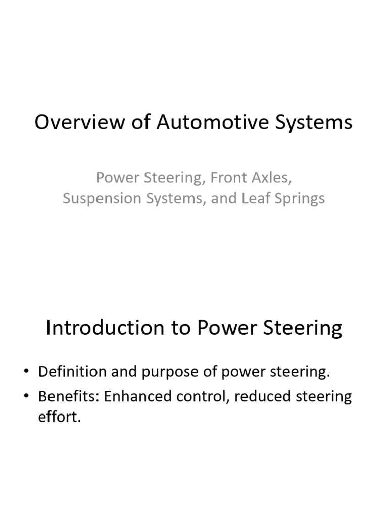 Electric Power Steering and Axle Overview | PDF | Steering | Axle