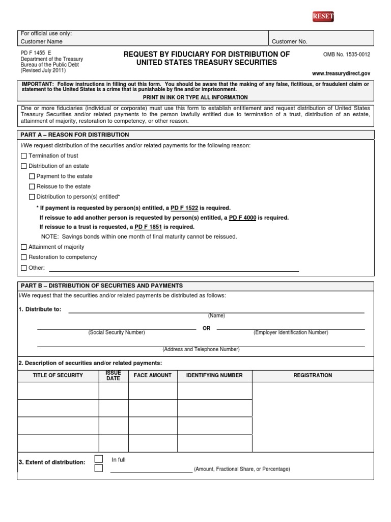 Form 1455 | PDF | Bureau Of The Public Debt | Securities (Finance)