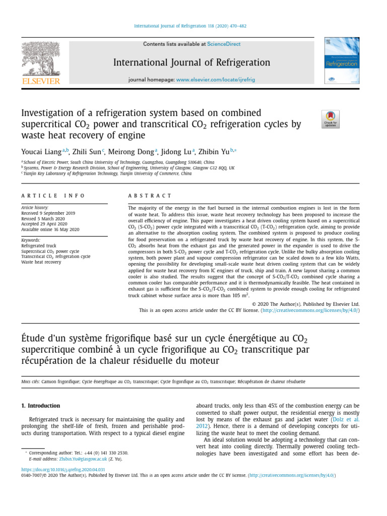 Combined Supercritical CO2 Power and Transcritical Refrigeration Cycles ...