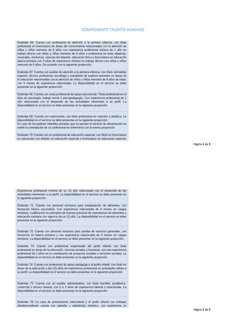 Requisitos de Personal para Jardines Infantiles | PDF | Educación de la ...
