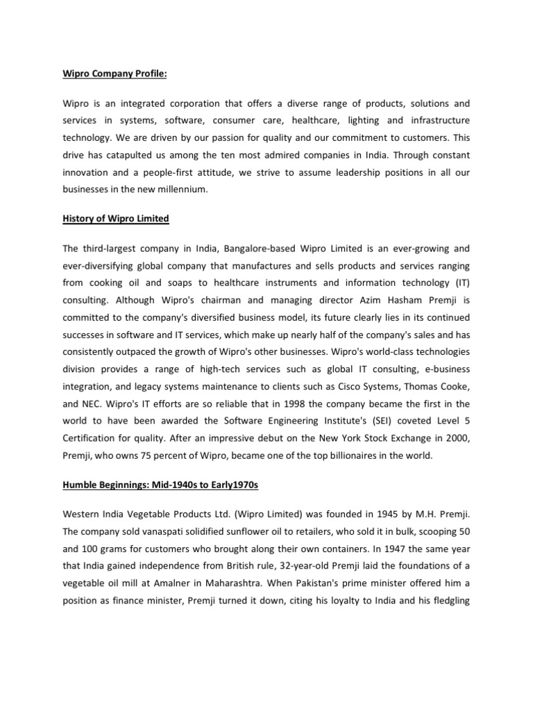 Wipro intelligence overview