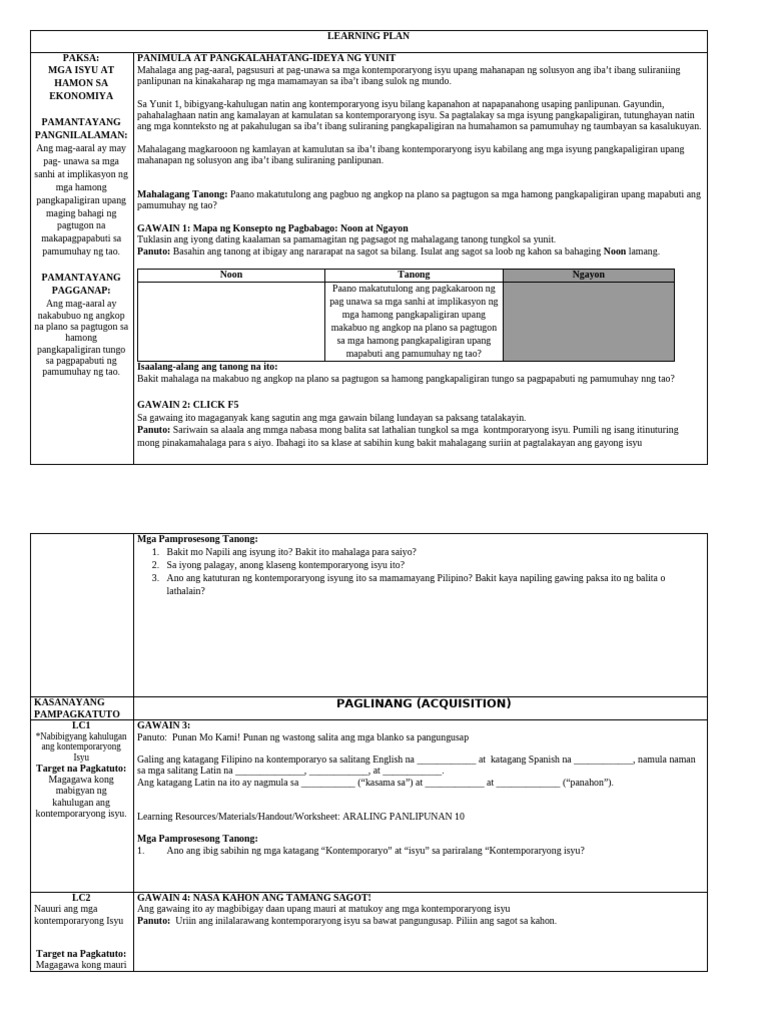 Learning Plan q1 Final | PDF
