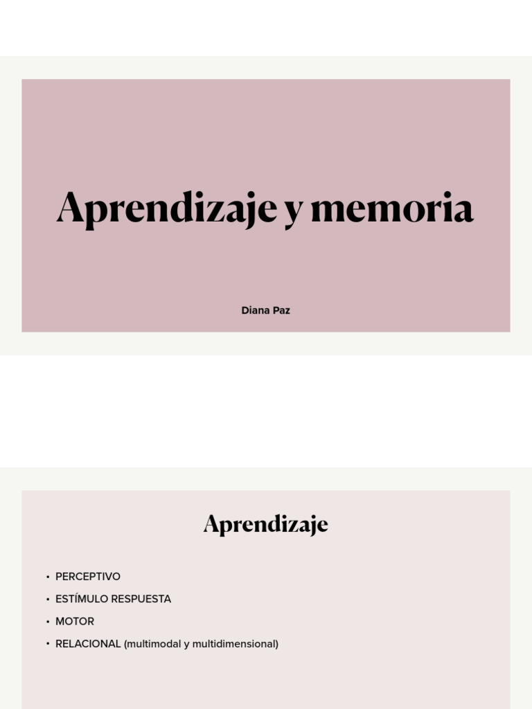Tipos de Aprendizaje y Memoria | PDF | Sinapsis | Neuroplasticidad