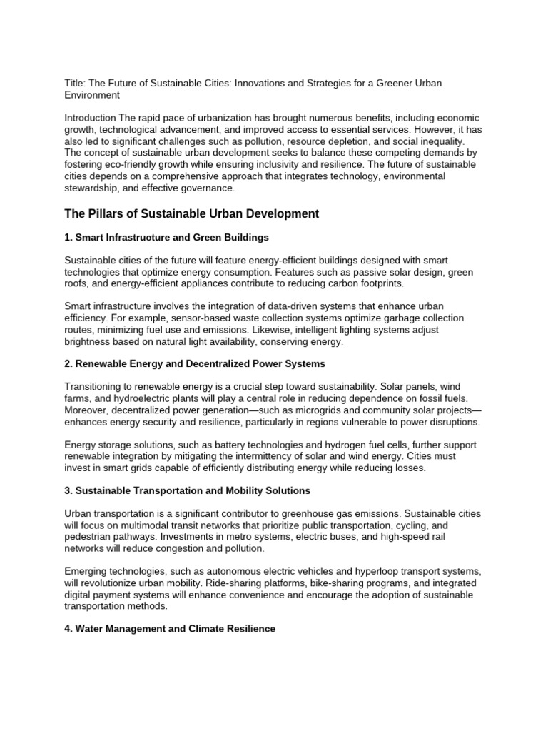 Title - The Future of Sustainable Cities - Innovations and Strategies ...