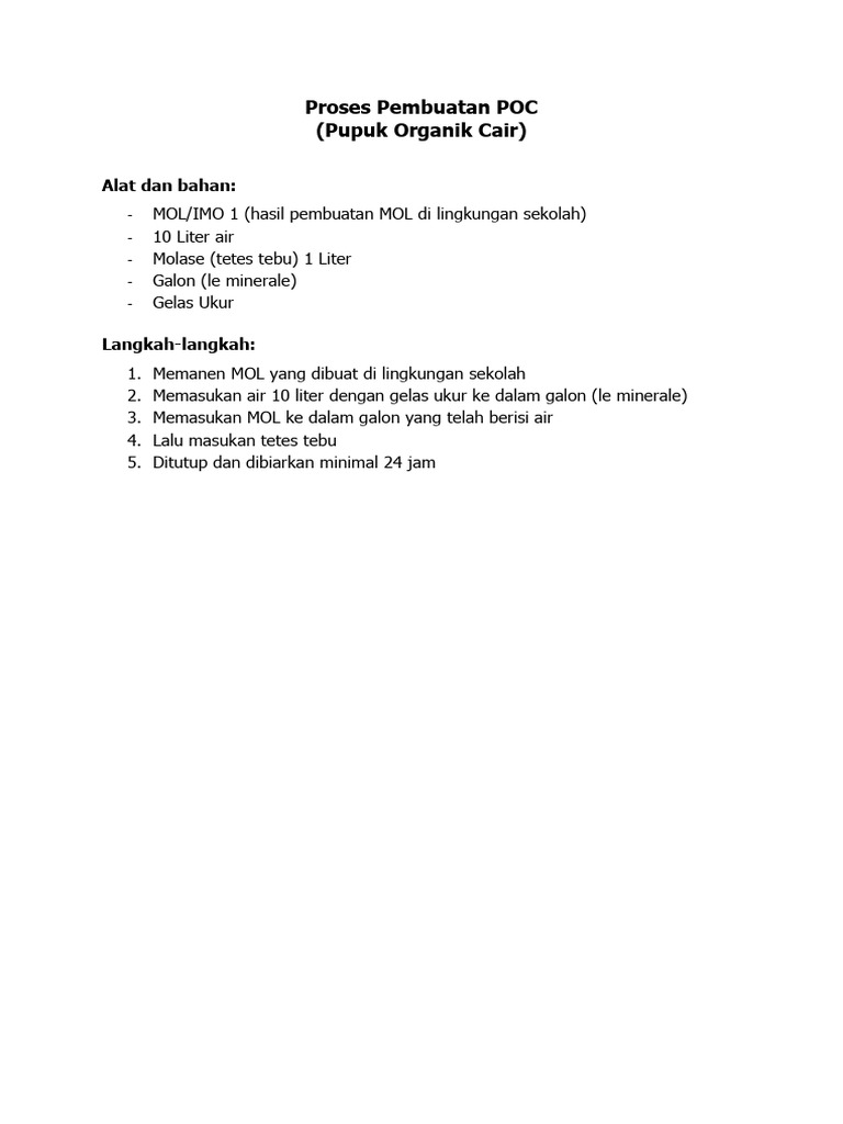 Pembuatan POC dari MOL Sekolah | PDF