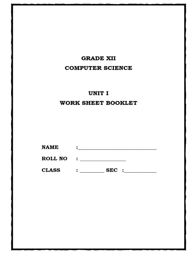 Grade 12 Computer Science Python Worksheets | PDF | Text File ...