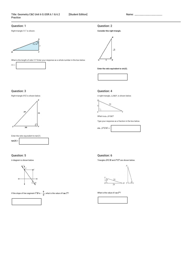 Illuminate+Practice+6 1+-+6 2 | PDF | Angle | Elementary Mathematics