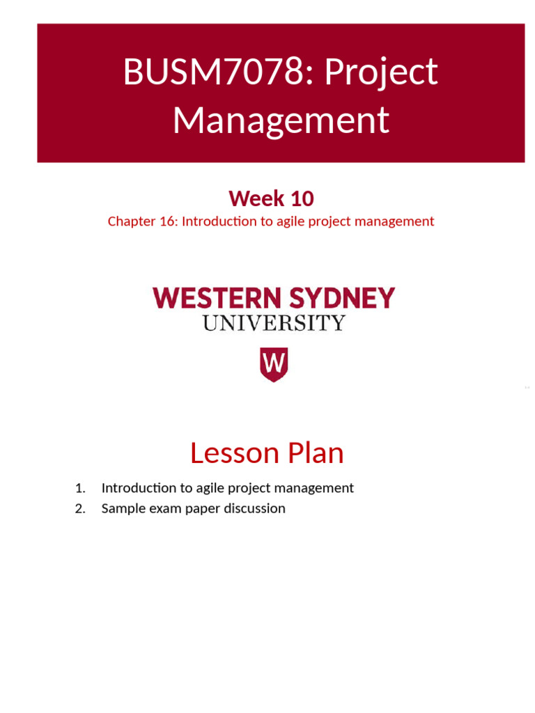 BUSM7078: Project Management: Week 10 | PDF | Scrum (Software ...