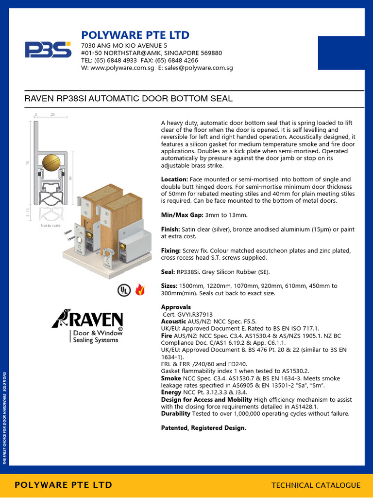 Raven RP38SI Automatic Door Seal | PDF | Door | Materials