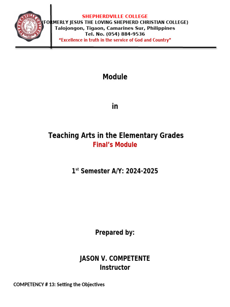 Teaching Arts Objectives for Elementary Grades | PDF | Teachers | Learning