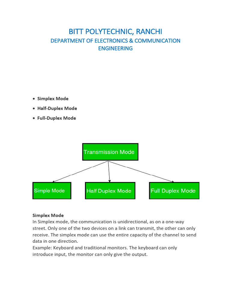 ECE Modes of Data Transmission | PDF