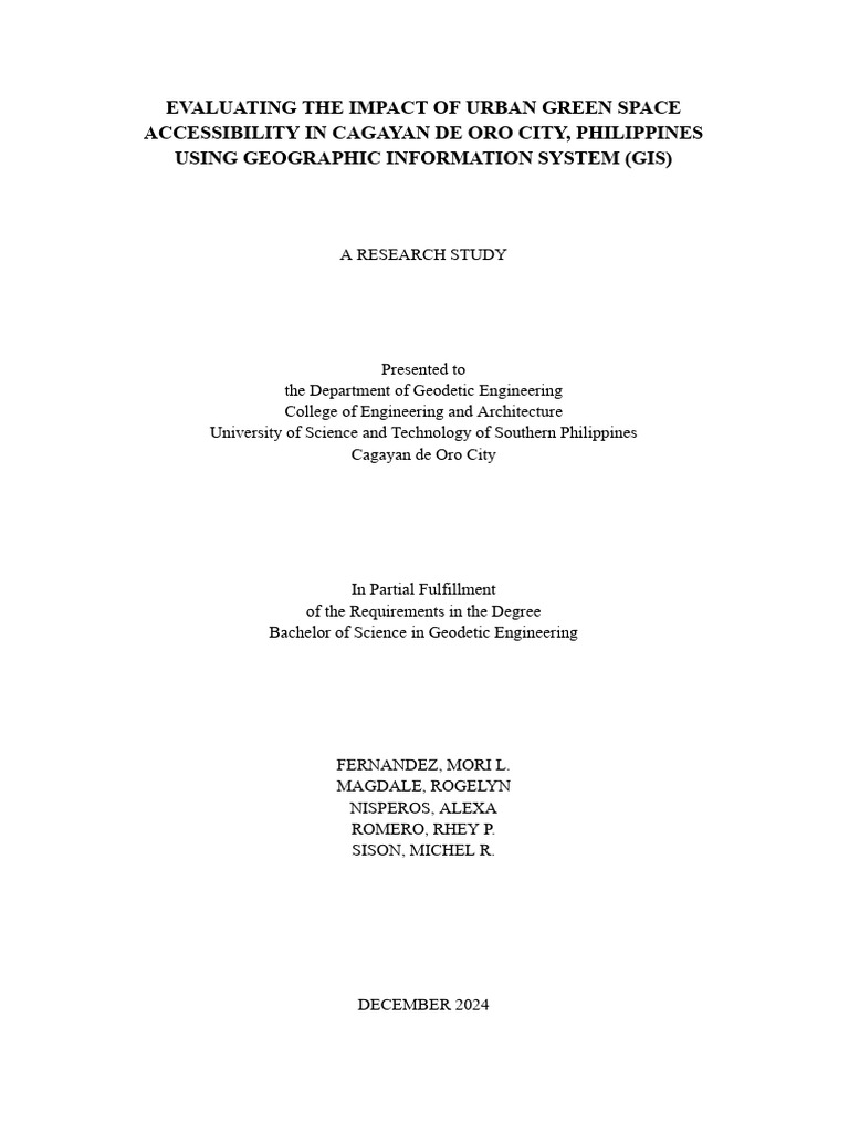 GIS Assessment of Green Space Access in CDO | PDF | Geographic ...