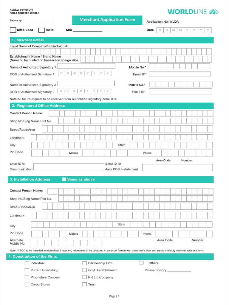 Merchant Application Form | PDF | Payments | Credit Card