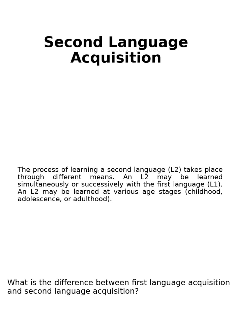 Second Language Acquisition Pdf Second Language Acquisition