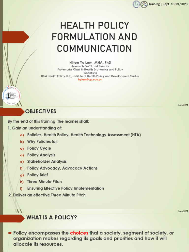 Health Policy Development Training | PDF | Policy | Health Policy
