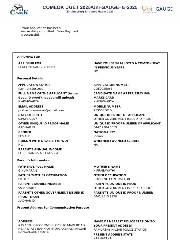 COMEDK vs Uni GAUGE Application Guide | PDF