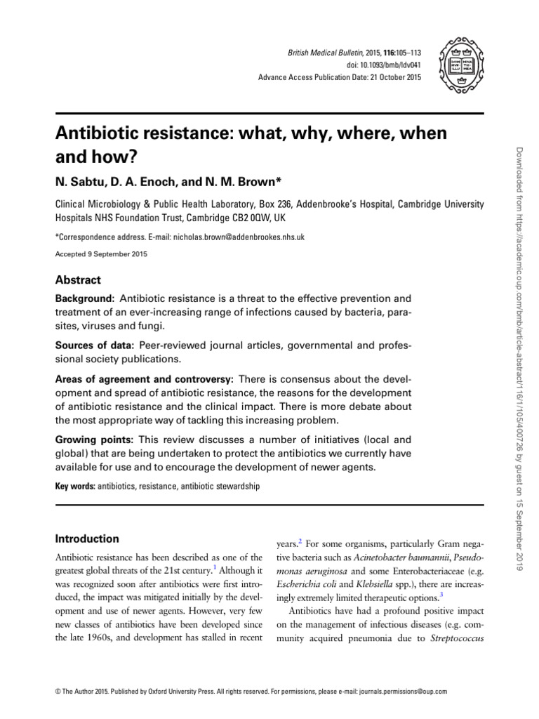 Antibiotic resistance what why where when and how pages deleted pdf