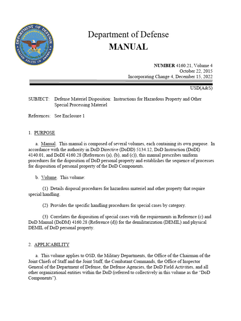 DoD Hazardous Property Disposal Manual | PDF | United States Department ...