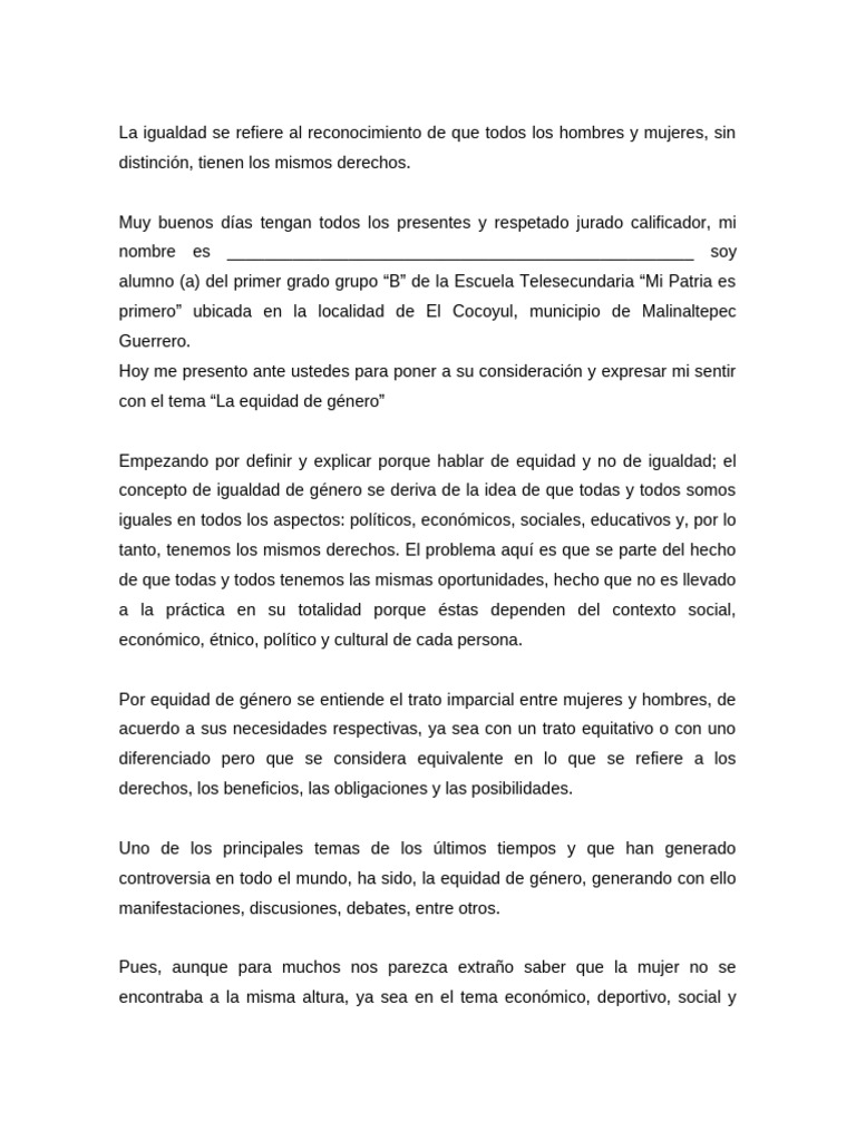 Equidad de Genero | PDF | Igualdad de género | Estudios de género