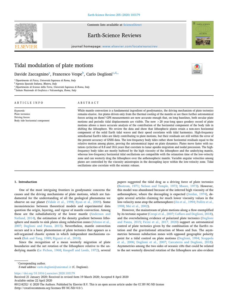 Tidal modulation of plate motions | PDF | Plate Tectonics | Tide