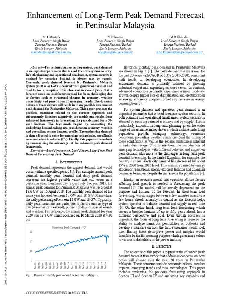 Enhanced Peak Demand Forecasting Malaysia | PDF | Forecasting | Weather ...