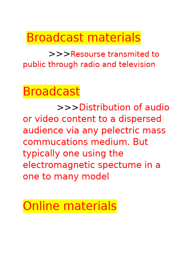 Broadcast and Online Learning Resources | PDF