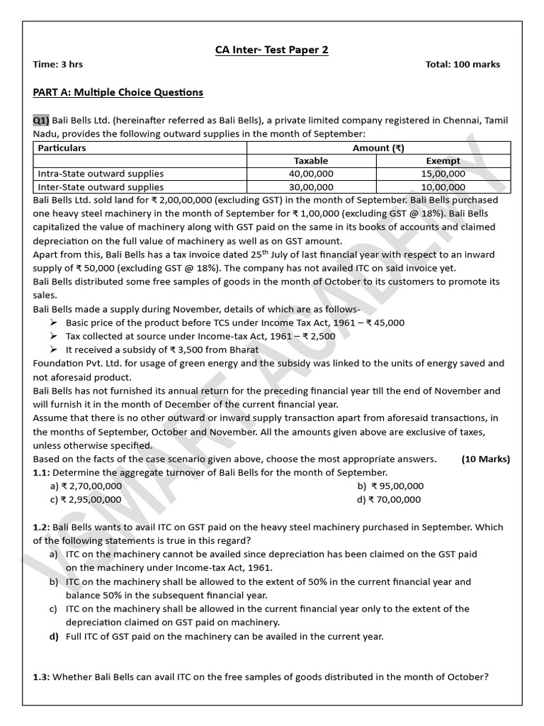 Test Paper 2 - Inter - Jan 25 | PDF | Value Added Tax | Taxes