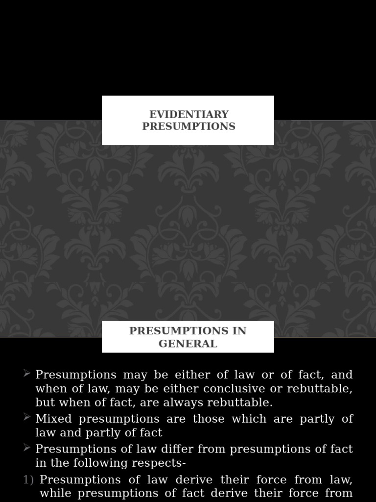 Understanding Legal Presumptions | PDF | Burden Of Proof (Law ...