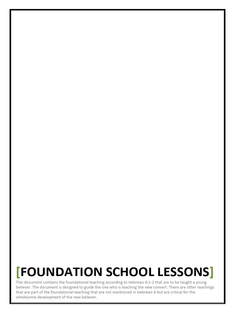 Foundation School Lessons | PDF | Last Judgment | Baptism