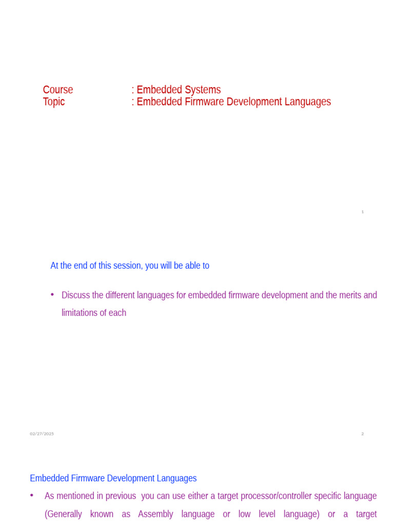 Unit 3 Embedded Firmware Development Languages | PDF | Assembly ...