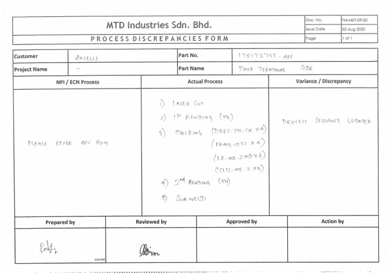 Process Discrepancies - 170172755-A01 | PDF