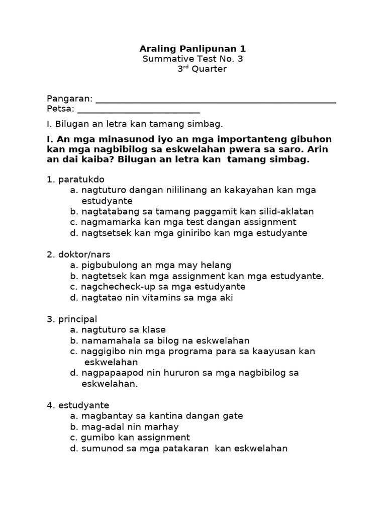 ST 3 in AP Health Q3 | PDF