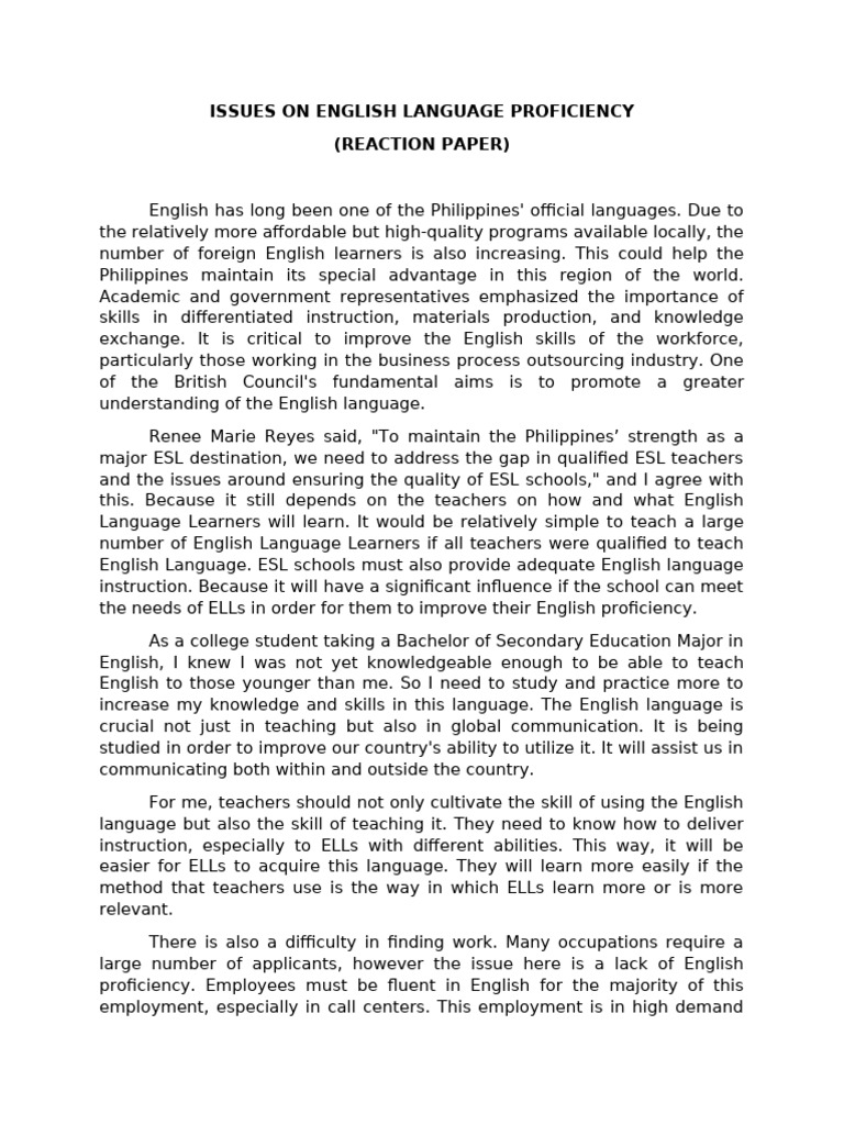 Enhancing English Proficiency in the Philippines | PDF | English As A ...