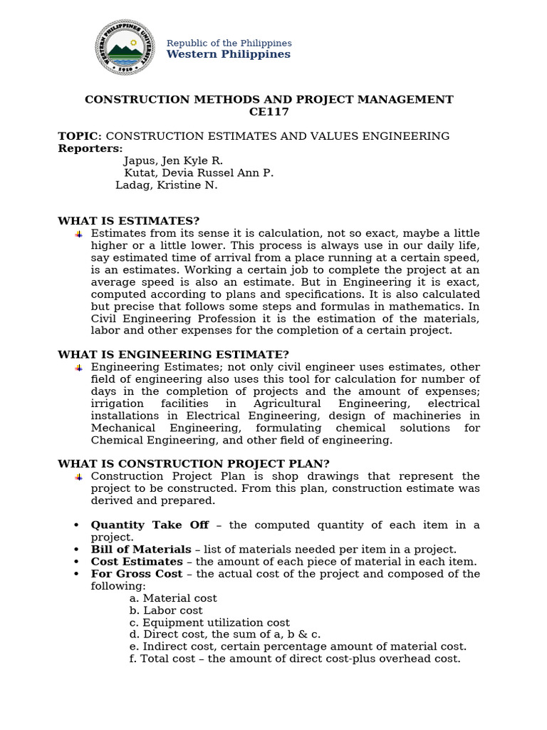 Construction Estimates and Value Engineering | PDF | Concrete | Masonry