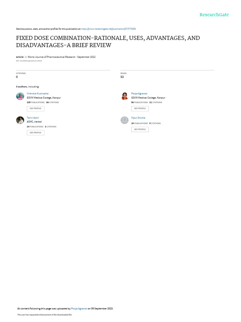 Fixed Dose Combinations: Rationale & Review | PDF | Pharmacovigilance ...
