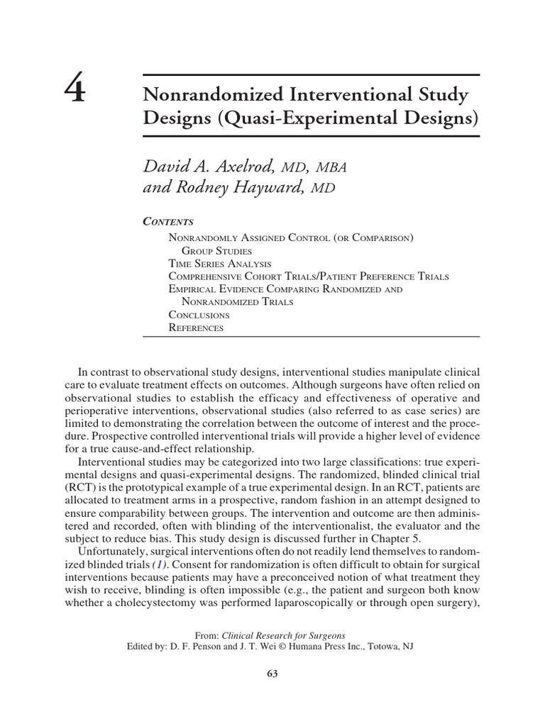 Nonrandomized Interventional Study Designs | PDF | Randomized ...