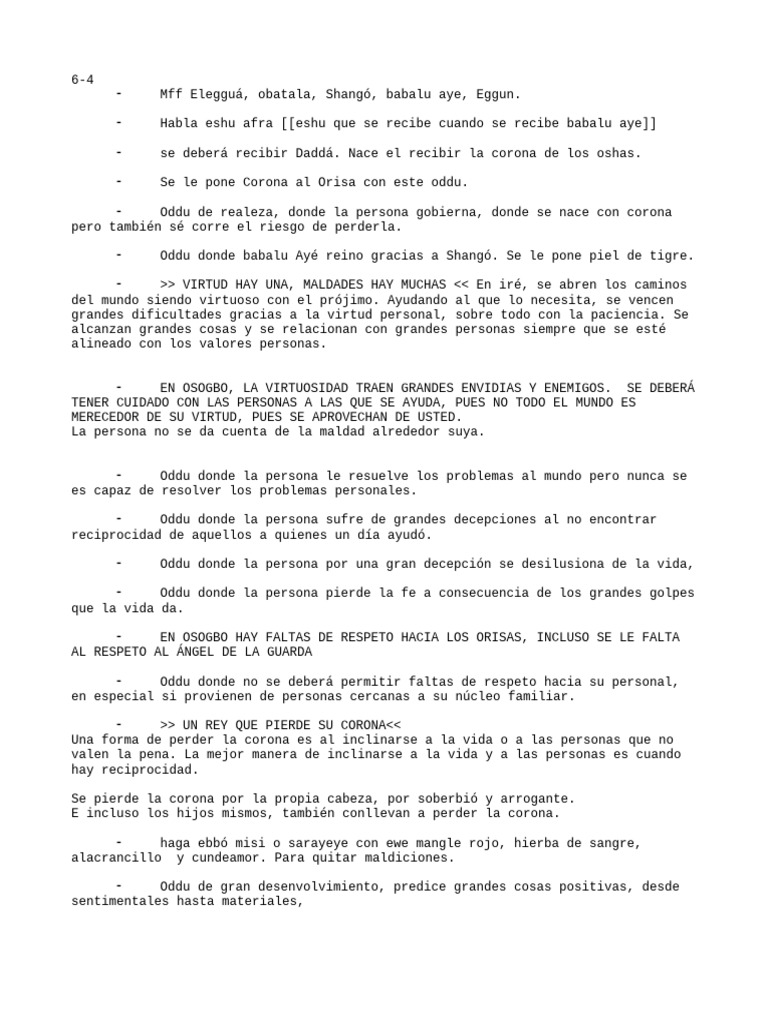 Oddu de Realeza y Virtud en la Vida | PDF | Santeria