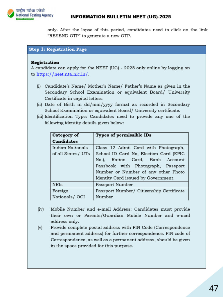 Identity Verification Documents For Neet Ug 2025 Asmi Career Pdf